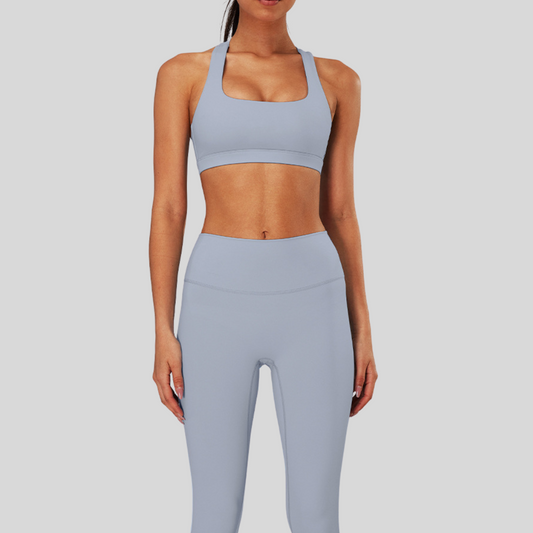 Close-up of Kaos The Label Bloom Set Gray fabric texture and stitching details.