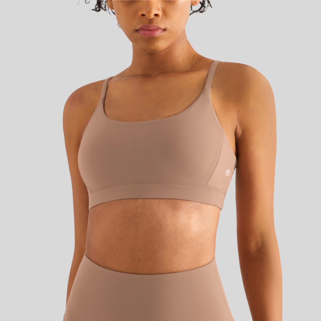 Beige sports bra sales
